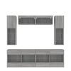vidaXL 6 Piece TV Wall Cabinet Set with LED Lights Grey Sonoma