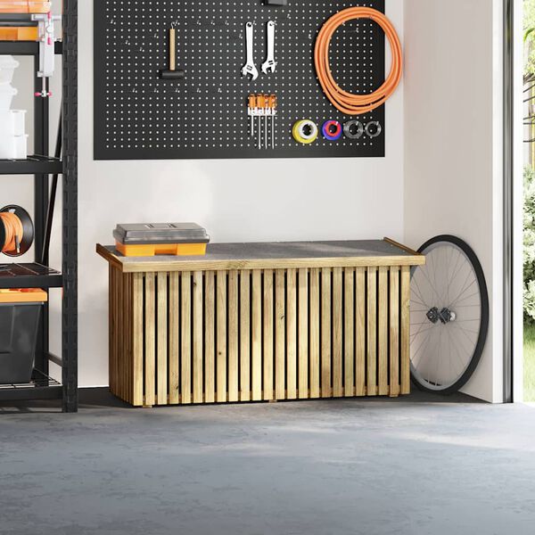 vidaXL Garden Storage Box with Storage Brown 119 x 44 x 58.5 cm