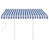 vidaXL Manual Retractable Awning with Posts 3x2.5 m Blue and White
