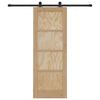 vidaXL Sliding Door Natural and Black 73.5 x 198.5 cm Solid Pine Wood