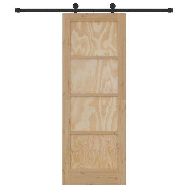 vidaXL Sliding Door Natural and Black 73.5 x 198.5 cm Solid Pine Wood