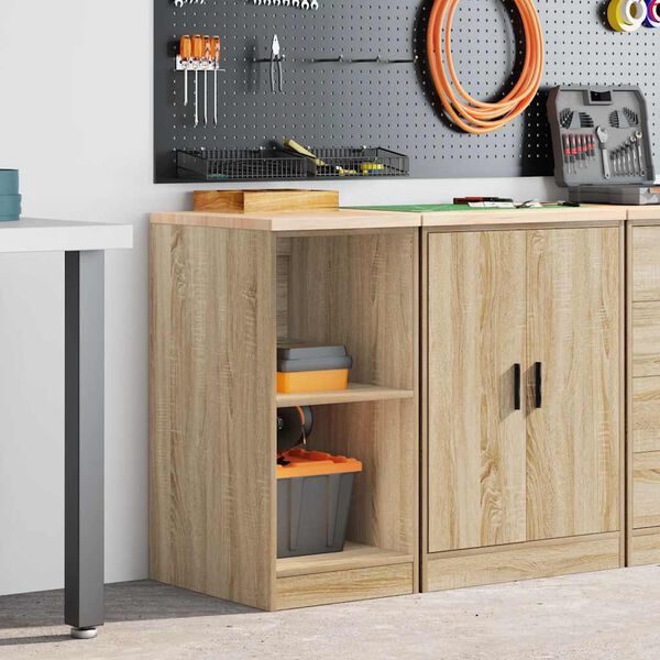 vidaXL Garage Storage Cabinet Sonoma Oak 40x51x85 cm Solid Wood Pine