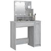 vidaXL Dressing Table with LED Grey Sonoma 86.5x35x136 cm