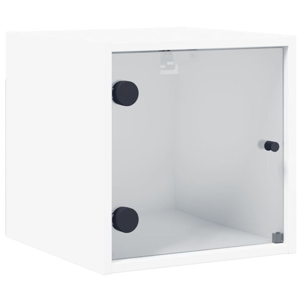 vidaXL Bedside Cabinet with Glass Door White 35x37x35 cm