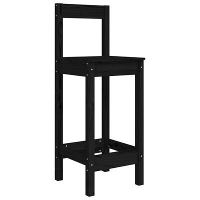 vidaXL Bar Chairs 2 pcs Black 40x41.5x112 cm Solid Wood Pine