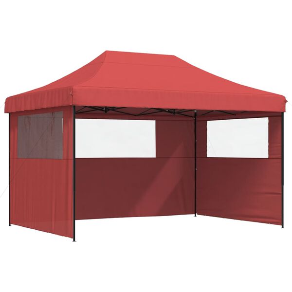 vidaXL Foldable Party Tent Pop-Up with 3 Sidewalls Burgundy