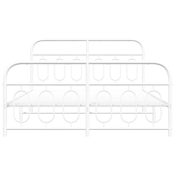 vidaXL Metal Bed Frame without Mattress with Footboard White 140x190cm