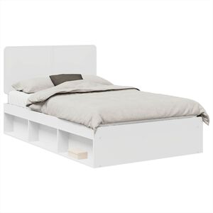 vidaXL Bed Frame with Headboard White 120 x 190 cm Solid Pine Wood