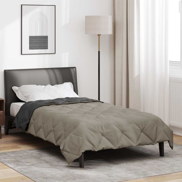 vidaXL Summer Duvet Light Grey and Anthracite 200 x 140 cm Microfiber