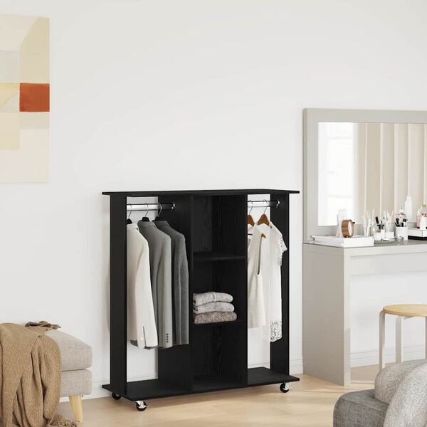 vidaXL Wardrobe with Shelf Black oak 102 x 38 x 110 cm Engineered wood