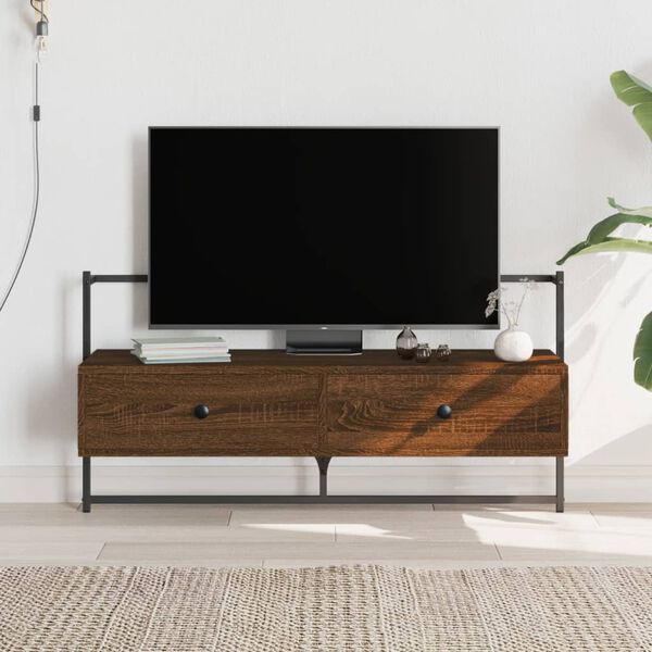 vidaXL TV Cabinet Wall-mounted Brown Oak 100.5x30x51 cm Engineered Wood