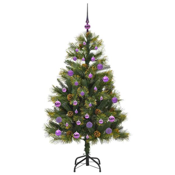 vidaXL Artificial Hinged Christmas Tree with Cones Green 150 cm