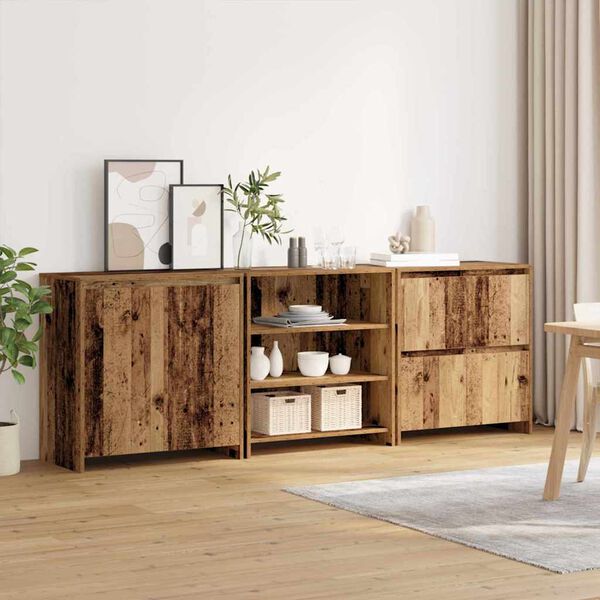 vidaXL Sideboard 3 pcs Old Wood 70 x 41 x 75 cm Engineered Wood