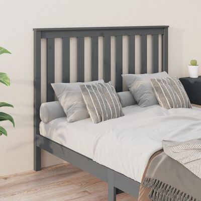 vidaXL Bed Headboard Grey 146x6x101 cm Solid Wood Pine