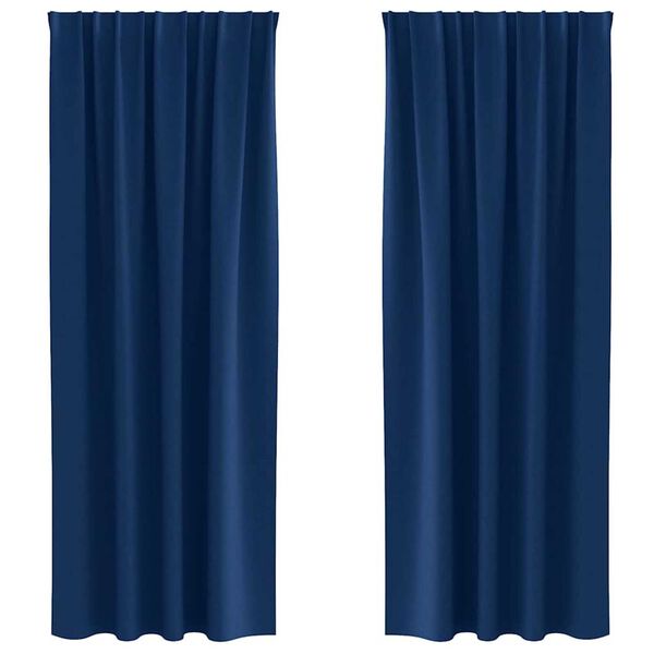 vidaXL Blackout Curtains with Rings 2 pcs Dark Blue 260 x 140 cm