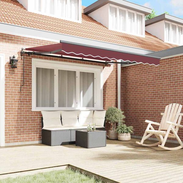 vidaXL Retractable Awning Burgundy 350 x 200 cm