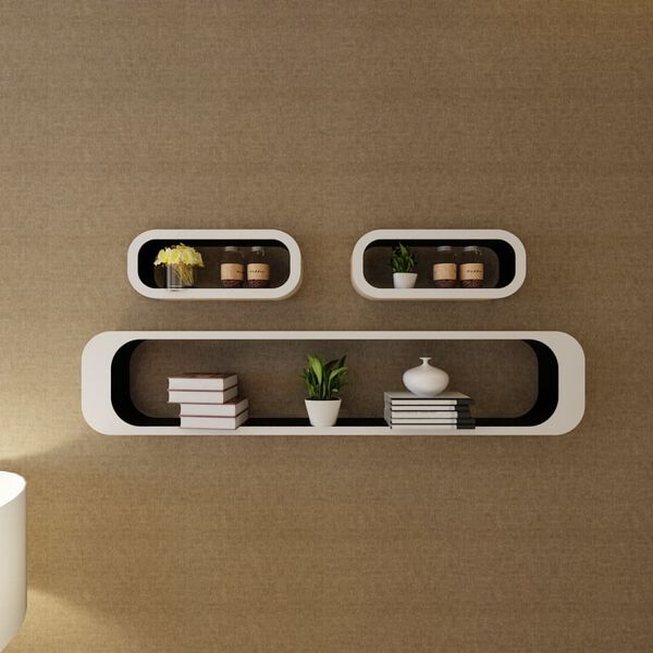 vidaXL Wall Cube Shelves 6 pcs Black and White