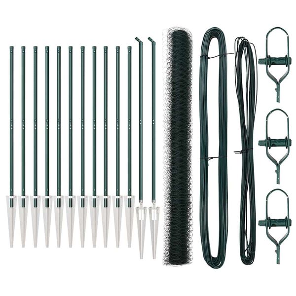 vidaXL Fence Post Green 25 x 1.5 m (50 mm mesh) Steel