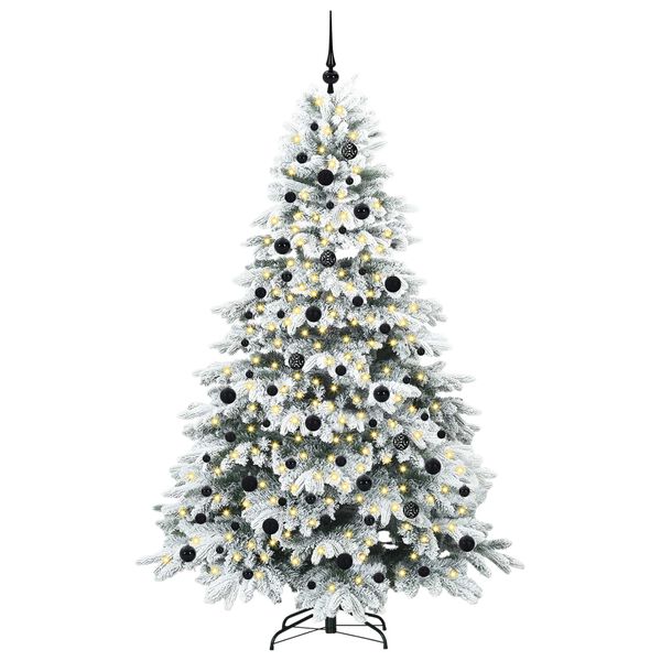 vidaXL Artificial Christmas Tree with 300 LEDs White 210 cm PE and PVC