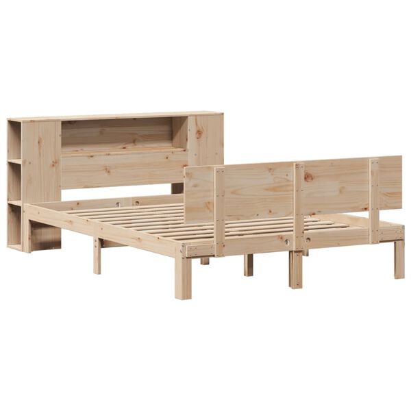 vidaXL Bookcase Bed without Mattress 135x190 cm Double Solid Wood Pine