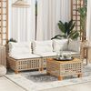 vidaXL Garden Table Beige 55x55x36 cm Poly Rattan Acacia Wood