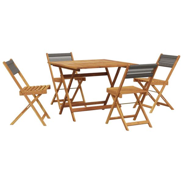 vidaXL 5 Piece Garden Dining Set Grey Polypropylene and Solid Wood
