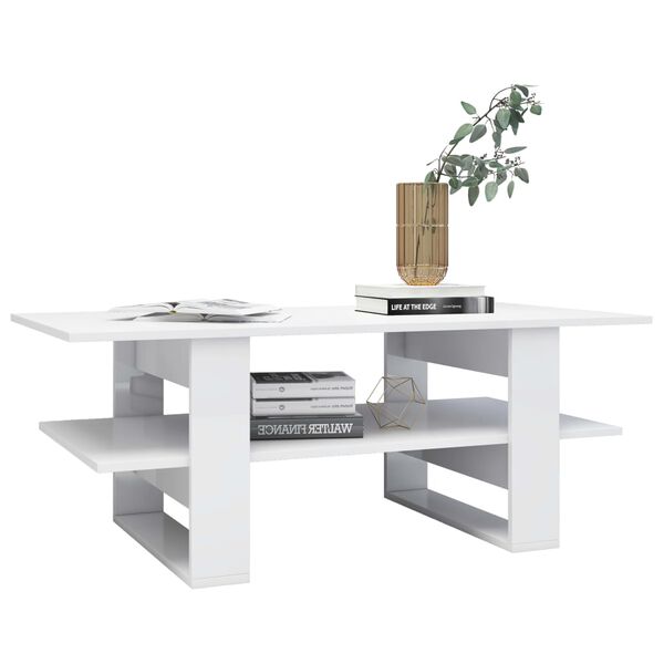 vidaXL Coffee Table High Gloss White 110x55x42 cm Engineered Wood