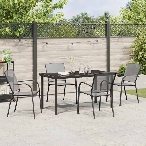 vidaXL Garden Dining Set 5 pcs Anthracite Powder-Coated Steel