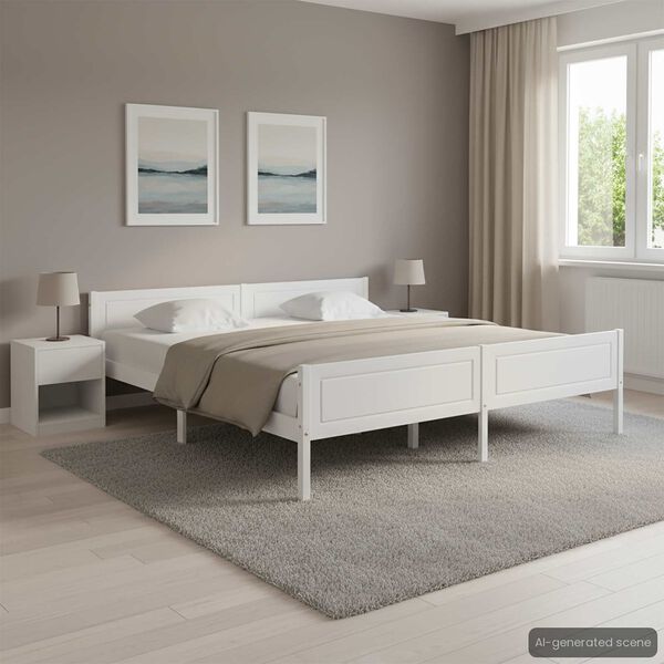vidaXL Bed Frame without Mattress Solid Pinewood White 200x200 cm