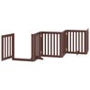 vidaXL Dog Gate with Door Foldable 6 Panels Brown 300 cm Poplar Wood