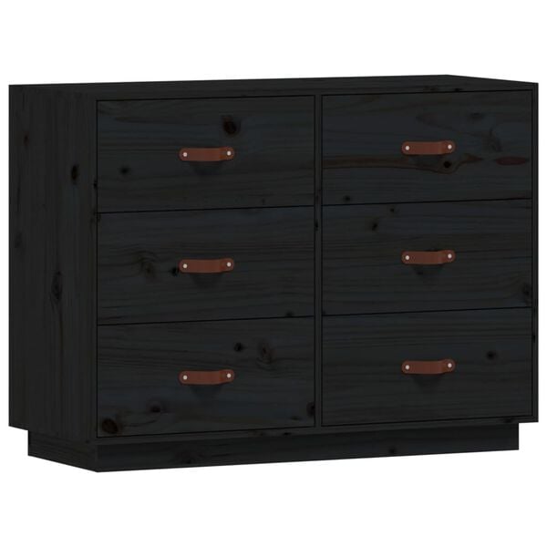 vidaXL Sideboard Black 100x40x75 cm Solid Wood Pine