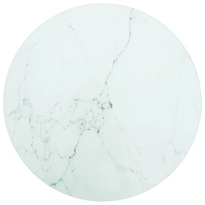 vidaXL Table Top White Ø30x0.8 cm Tempered Glass with Marble Design