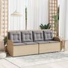 vidaXL Garden Bench with Cushion Beige Poly rattan
