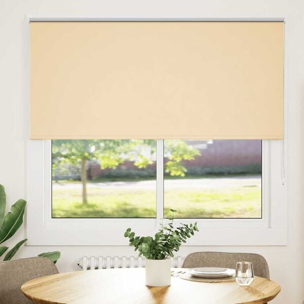 vidaXL Roller Blind Blackout Beige 150x175 cm Fabric Width 146.6 cm Polyester
