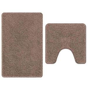 vidaXL Anti-slip Bath Mat Set 2 pcs Brown 50 x 50 cm PP
