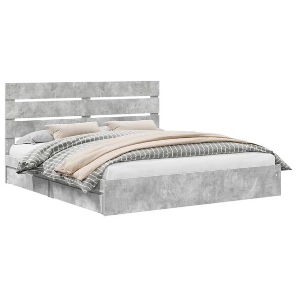 vidaXL Storage Bed Concrete Grey 200 x 200 cm Engineered Wood