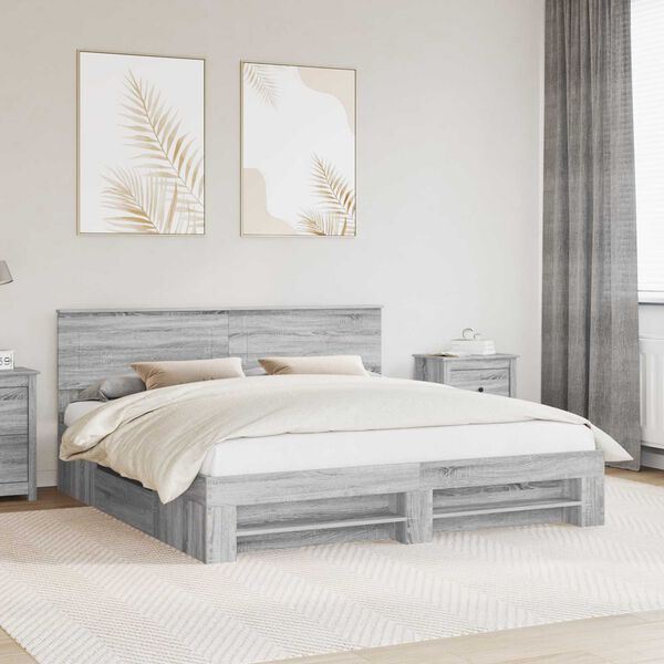 vidaXL Bed Frame Grey Sonoma 180 x 200 cm Engineered Wood