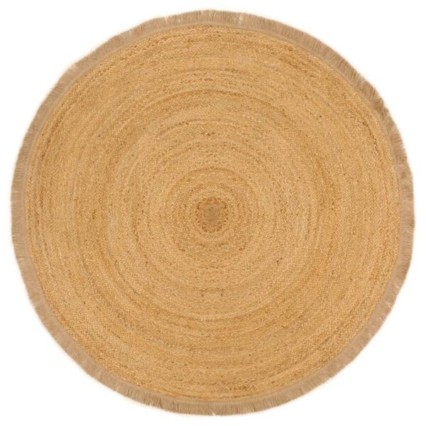 vidaXL Braided Area Rug with Ruffle Edge 150 cm Jute Round