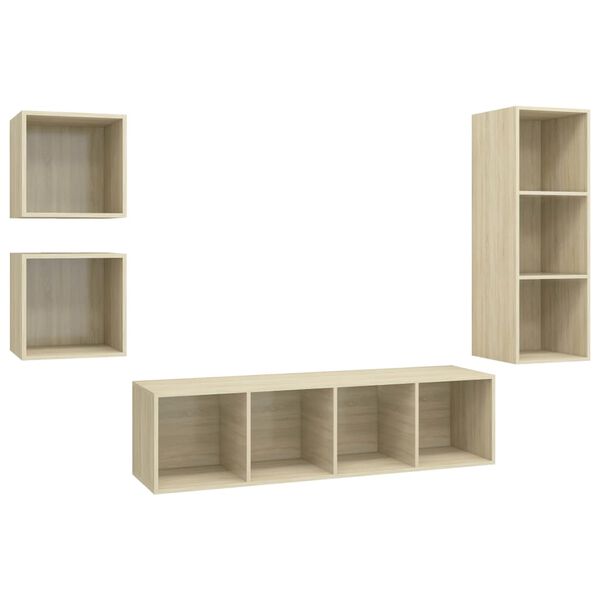 vidaXL 4 Piece TV Cabinet Set Sonoma Oak Engineered Wood