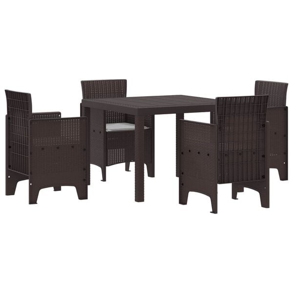 vidaXL Garden Dining Set 5 pcs Brown Polt rattan