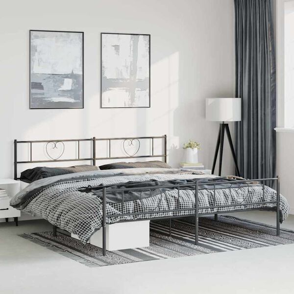 vidaXL Metal Bed Frame without Mattress with Footboard Black 193x203cm
