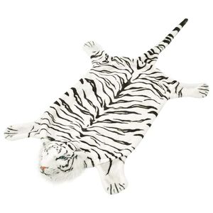 vidaXL Carpet | White with tiger stripes | Polyester, Foam | 144 cm | Pattern