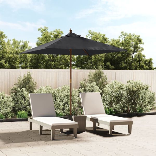 vidaXL Garden Parasol with Wooden Pole Black 198x198x231 cm