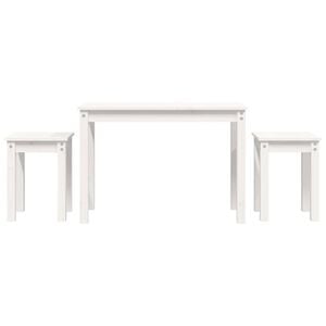 vidaXL Nesting Tables 3 pcs White Solid Wood Pine