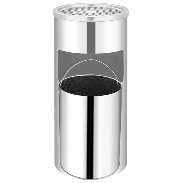 vidaXL Wall Ashtray Dustbin Stainless Steel 26 L
