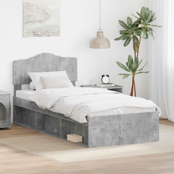 vidaXL Bed Frame Concerte Grey 100 x 200 cm Solid Pine Wood