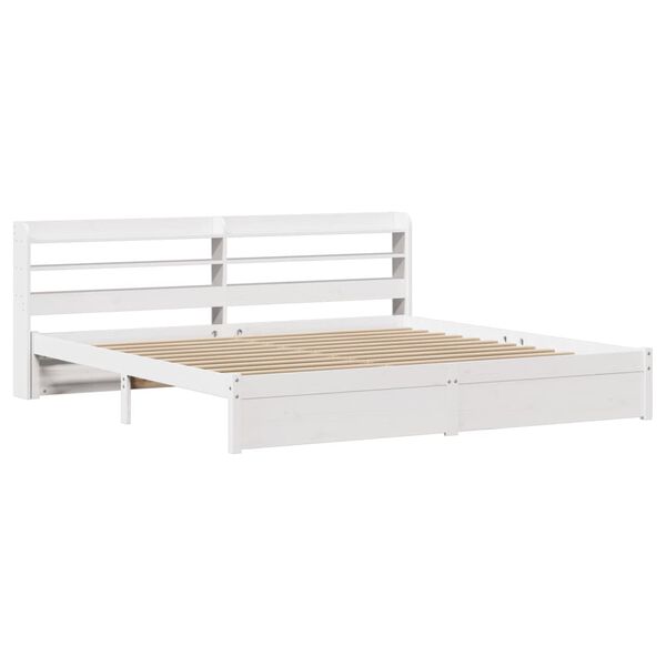 vidaXL Bed Frame with Headboard without Mattress White 180x200 cm Super King