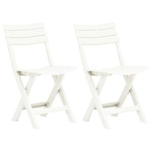 vidaXL Folding Chairs 2 pcs Plastic White