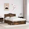 vidaXL Bed Frame with Drawer Smoked Oak 160 x 200 cm Engineer Wood