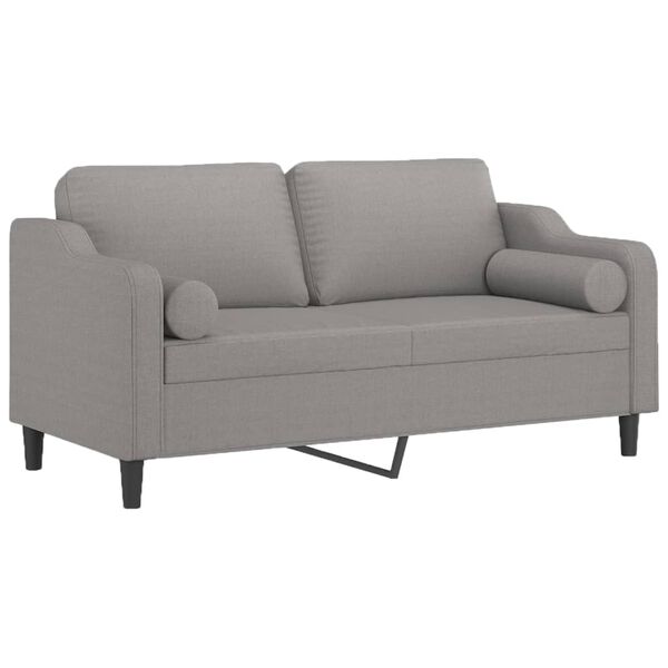 vidaXL 2-Seater Sofa with Pillows&Cushions Light Grey 140 cm Fabric
